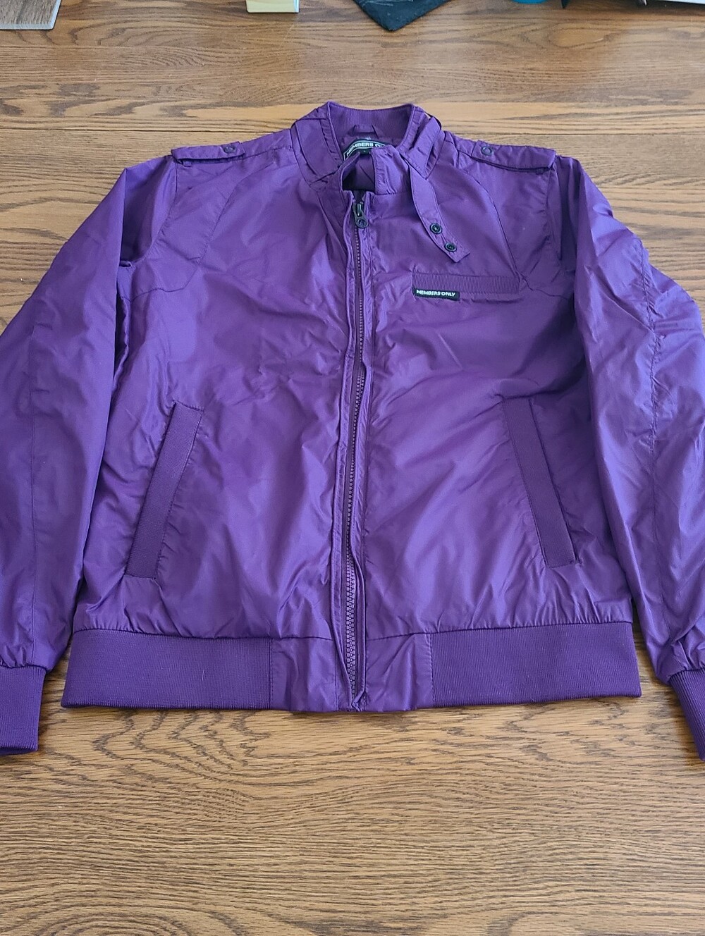 Members Only Purple Lightweight Bomber Jacket with Stand Collar